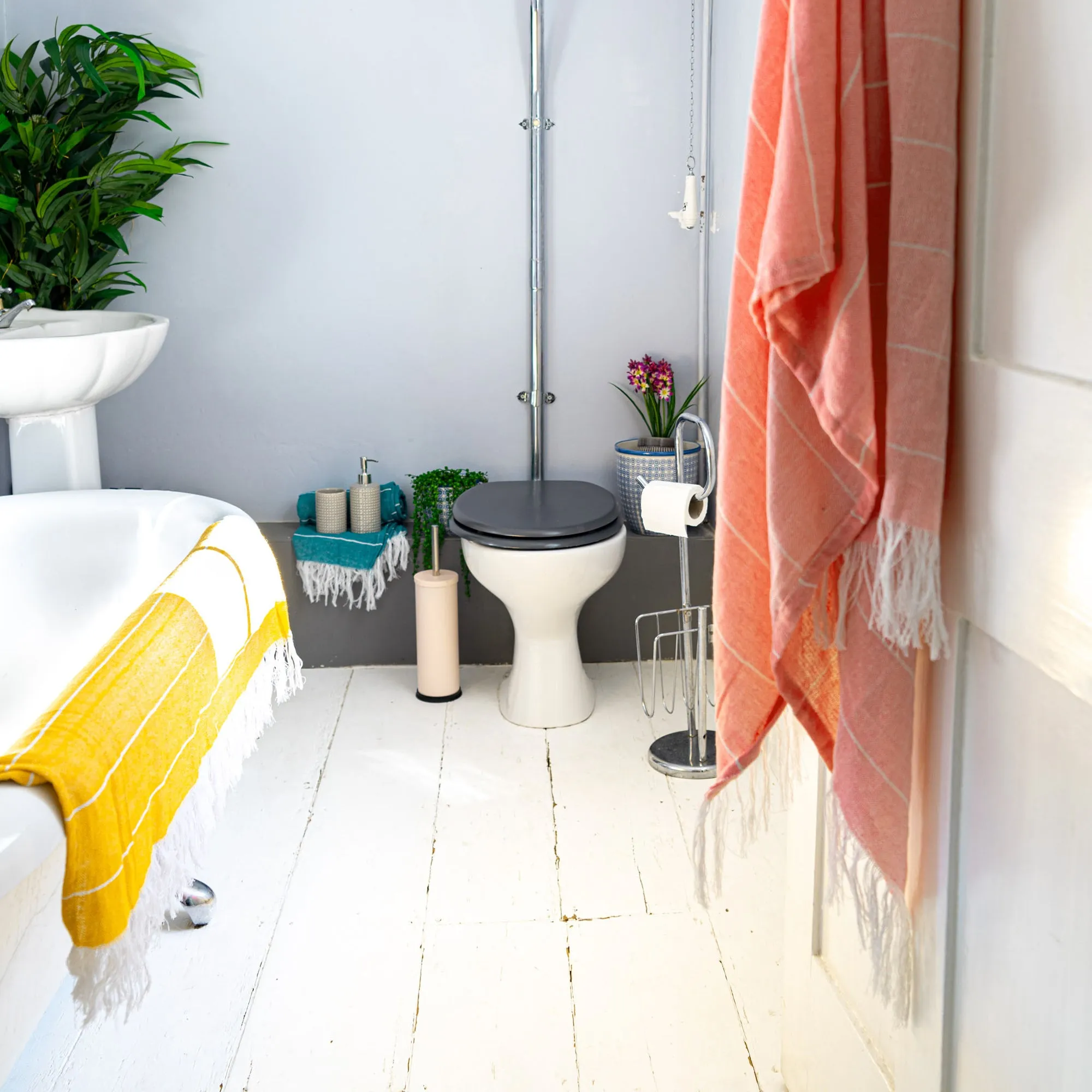 170cm x 90cm Turkish Cotton Pinstripe Bath Towel - By Nicola Spring