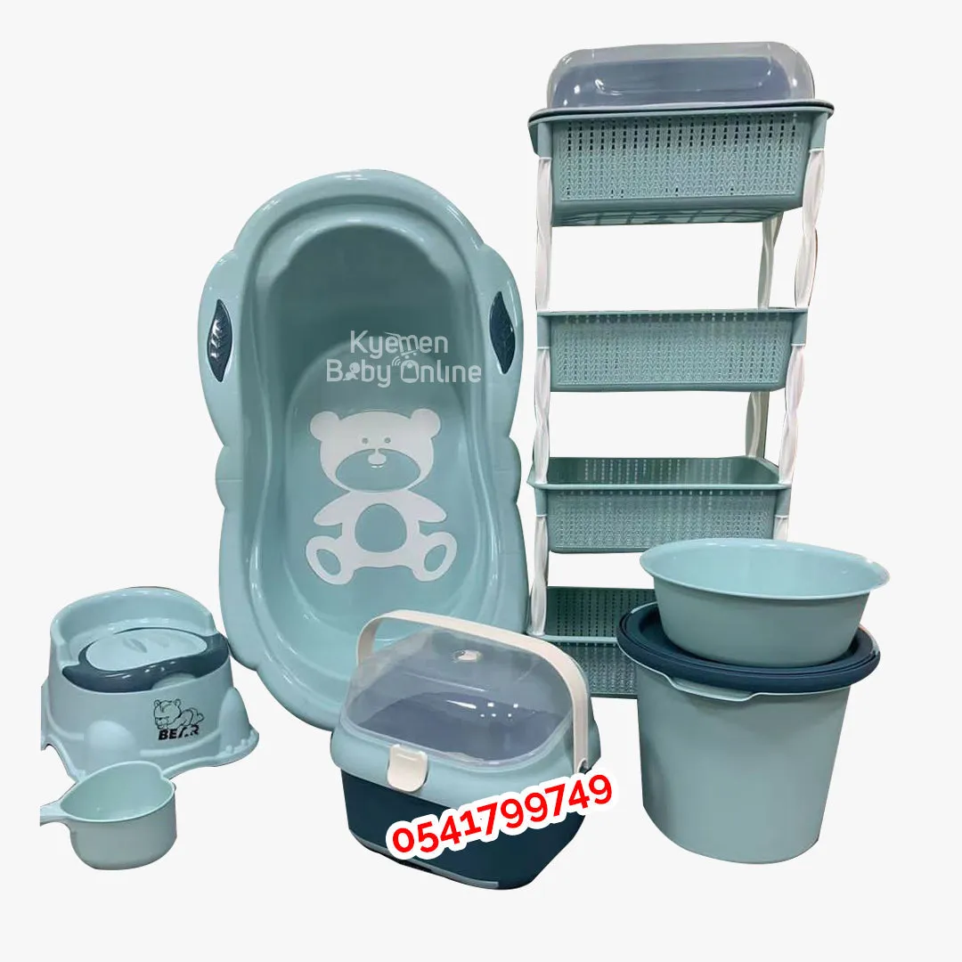 Baby Bath Set (With Bottle Rack And Item Rack With Cover)