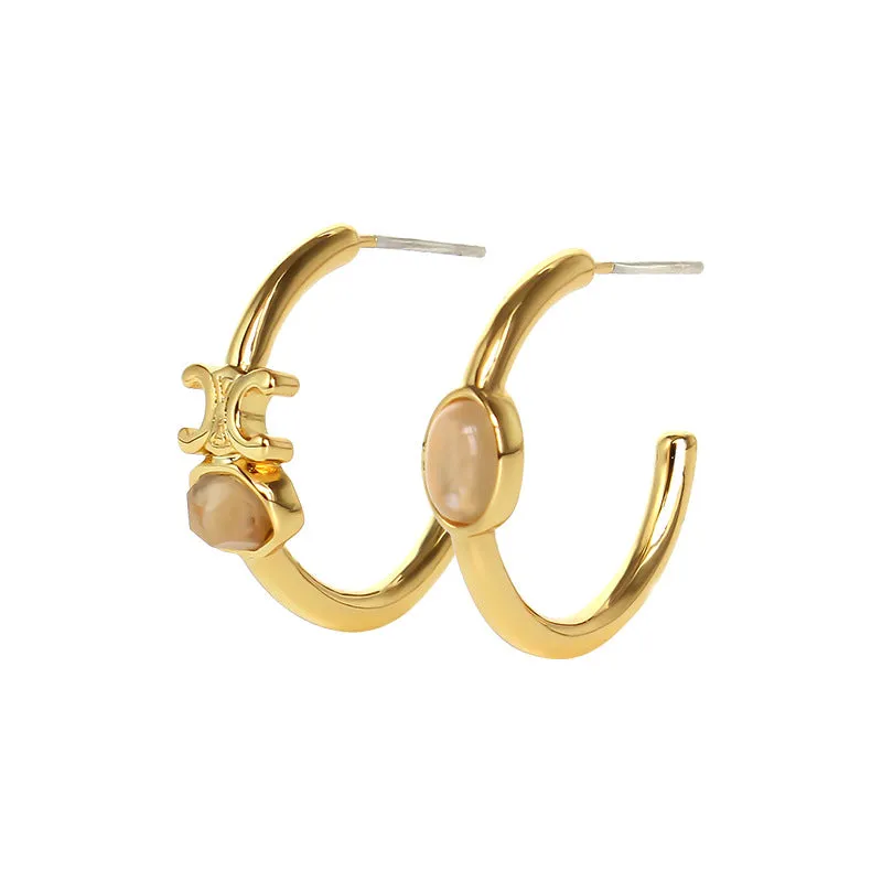 CELINE triumphal arch C-shaped  stud earrings