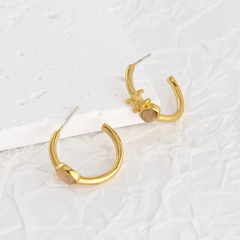 CELINE triumphal arch C-shaped  stud earrings