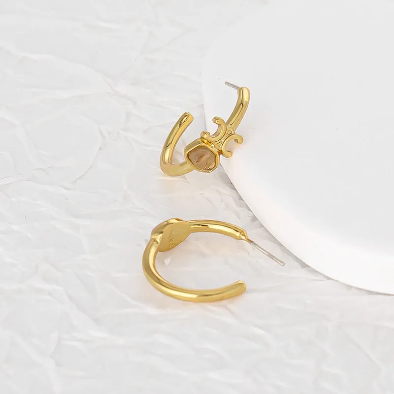CELINE triumphal arch C-shaped  stud earrings