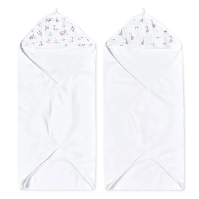 Essentials Cotton Muslin Hooded Towels 2 Pack