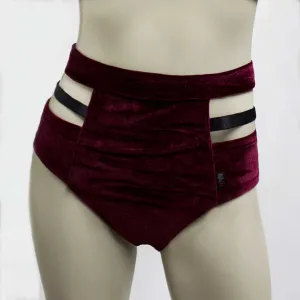 High Waisted Monroe Cutout Sexy Short- Burgundy Velvet