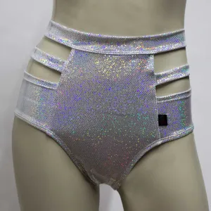 High Waisted Monroe Cutout Sexy Short- White Cracked Ice