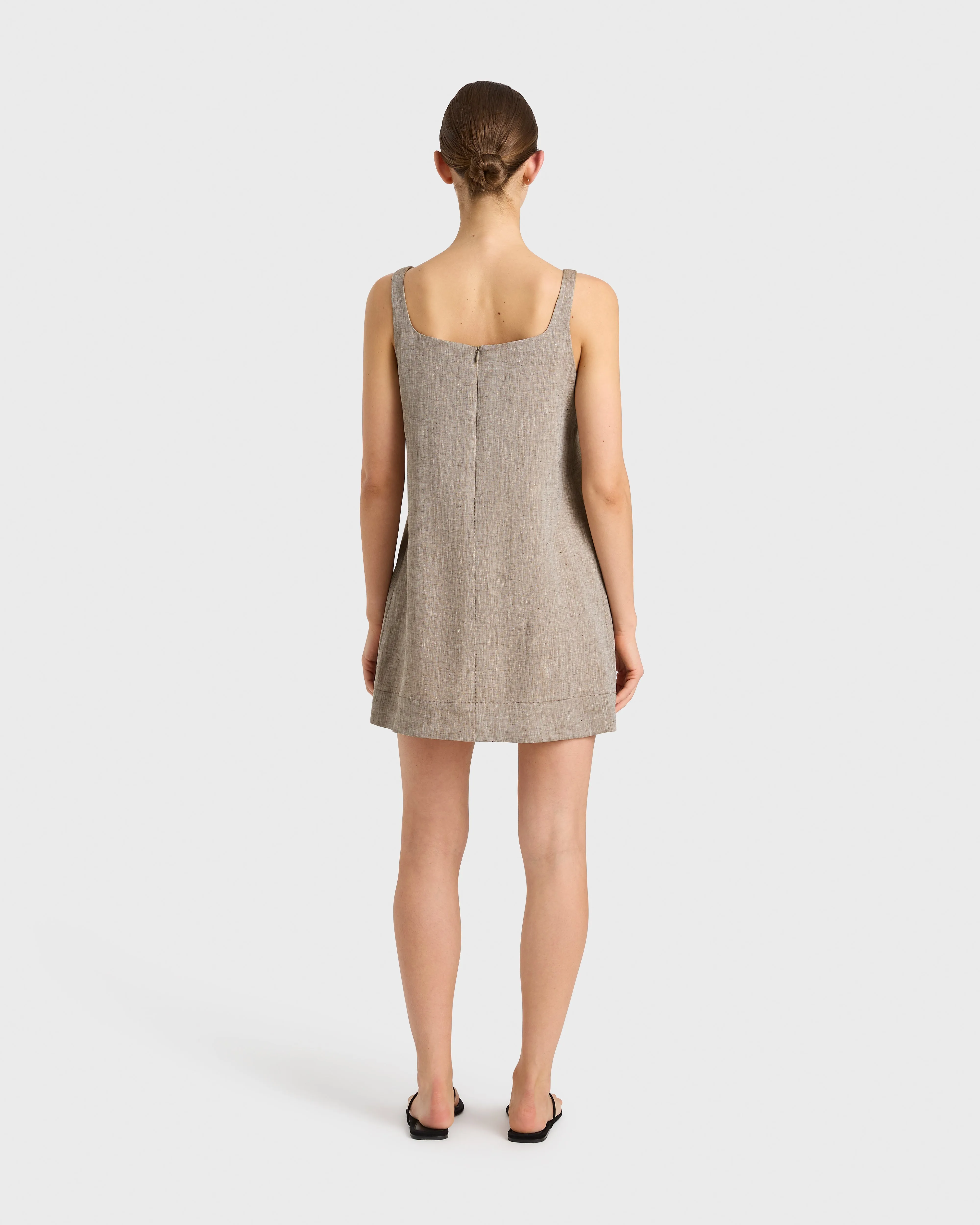 Leiden A-Line Mini Dress - Sepia