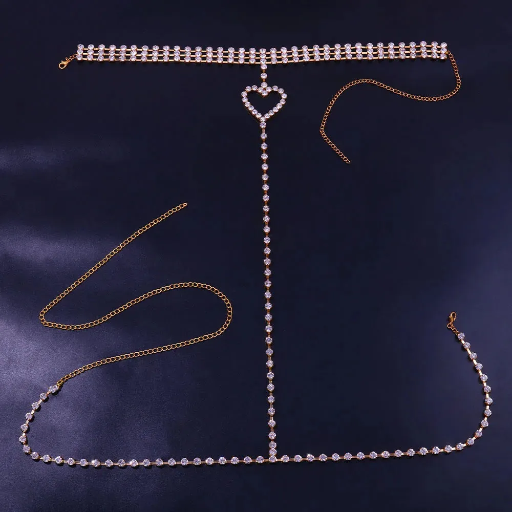 Luxury Rhinestone Heart Body Chain