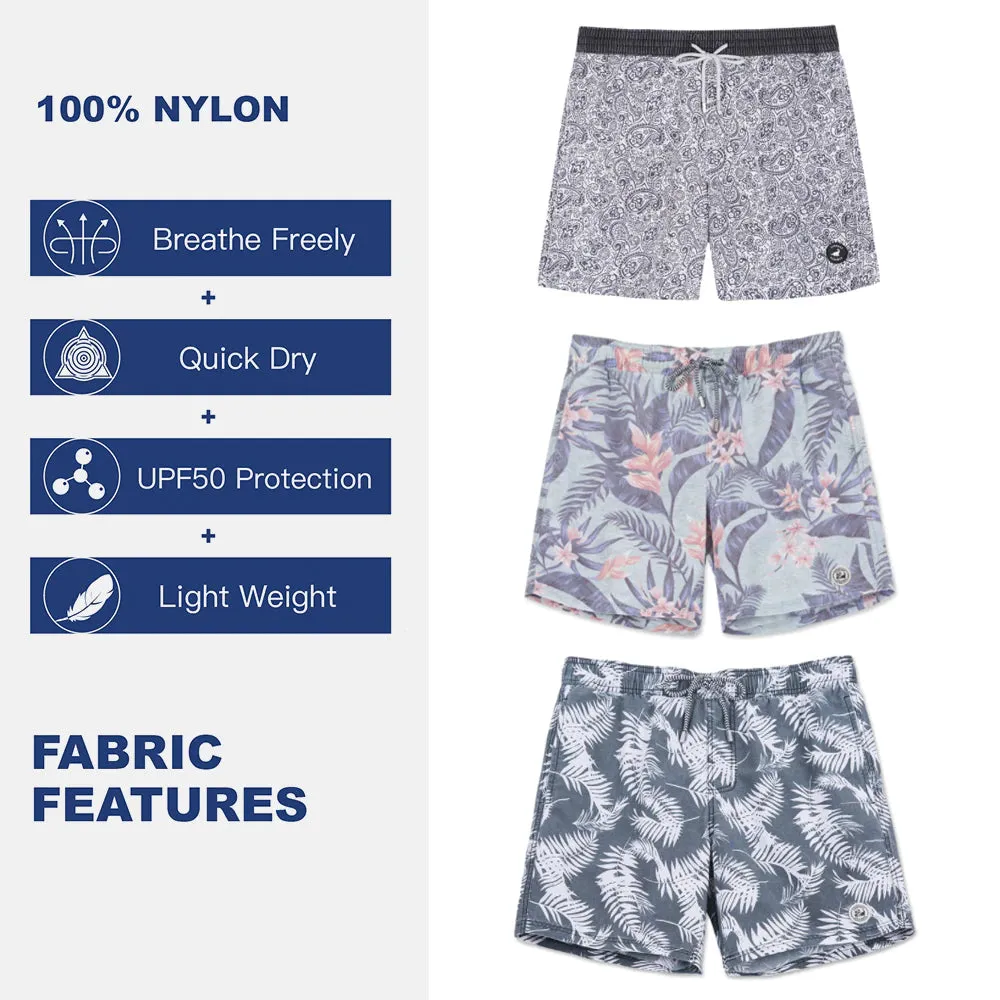 Quick-drying blue floral Swim Trunks