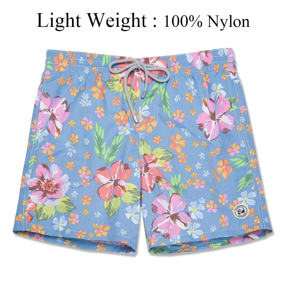 Quick-drying blue floral Swim Trunks