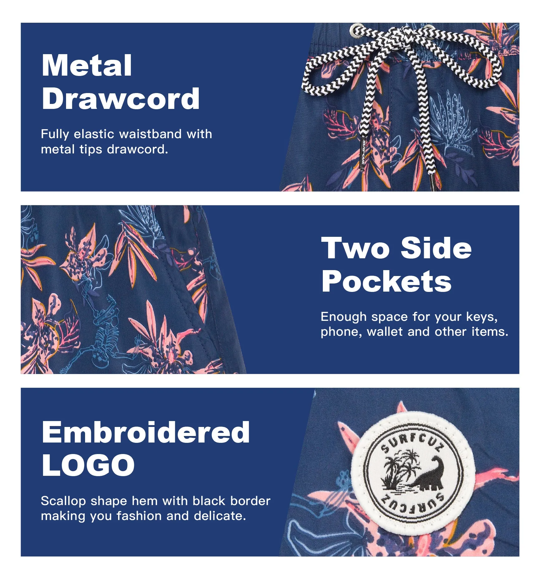Quick-drying striped Swim Trunks