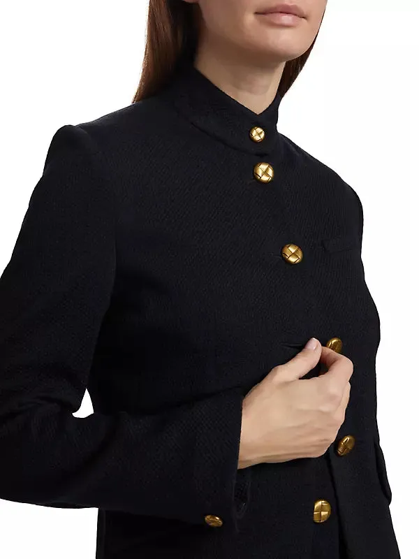 Rag & Bone Slade Cropped Textured Blazer - Navy