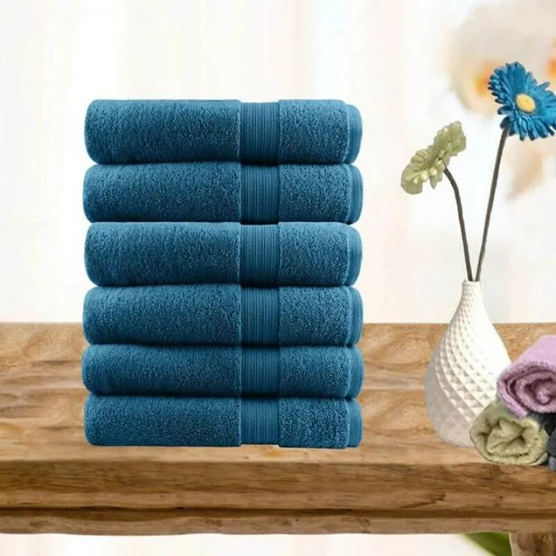 Softouch Ultra Light Quick Dry Premium Cotton 6 Piece Teal Hand Towel Pack