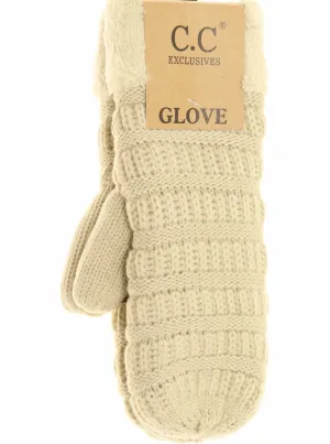 Solid Color Knit Mitten [Beige-MT-25]