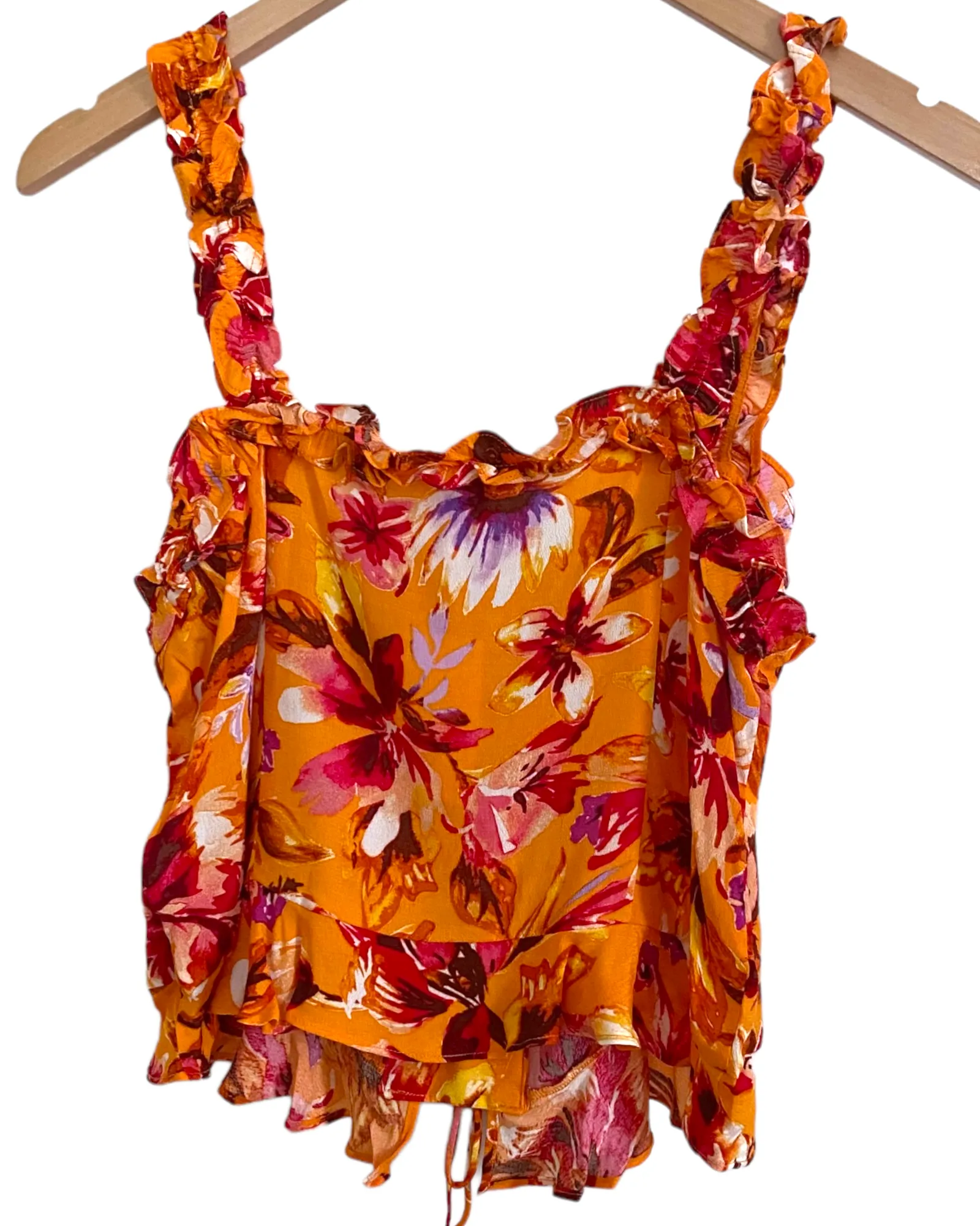 Warm Autumn Floral Print Ruffle Top
