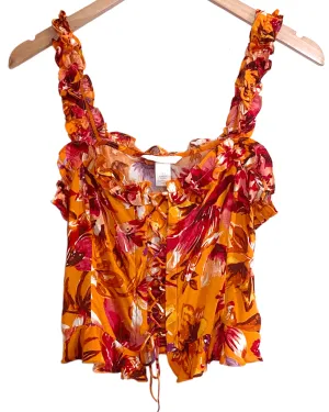 Warm Autumn Floral Print Ruffle Top