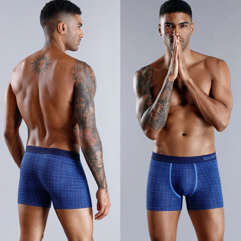 West Louis Plaid Pattern Cotton Men Boxers