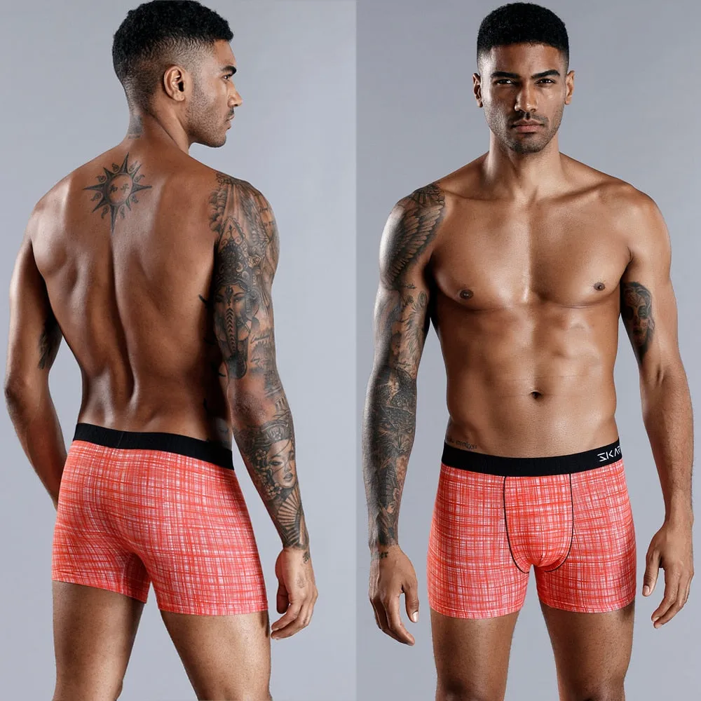 West Louis Plaid Pattern Cotton Men Boxers