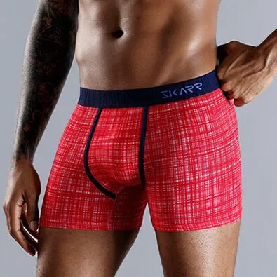 West Louis Plaid Pattern Cotton Men Boxers